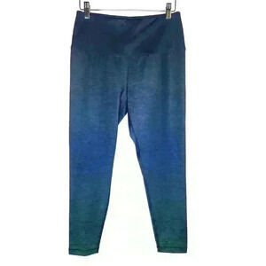 Reebok women's high rise cropped leggings blue/green Ombré size medium